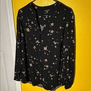 Hilary Radley Black Floral Blouse